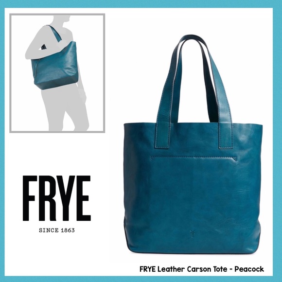 Frye Leather Carson Large Tote Peacock Blue Green - Picture 4 of 10